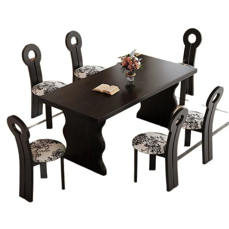 

Medieval thickened all-solid wood dining table, French retro home rectangle, modern simple desk combination