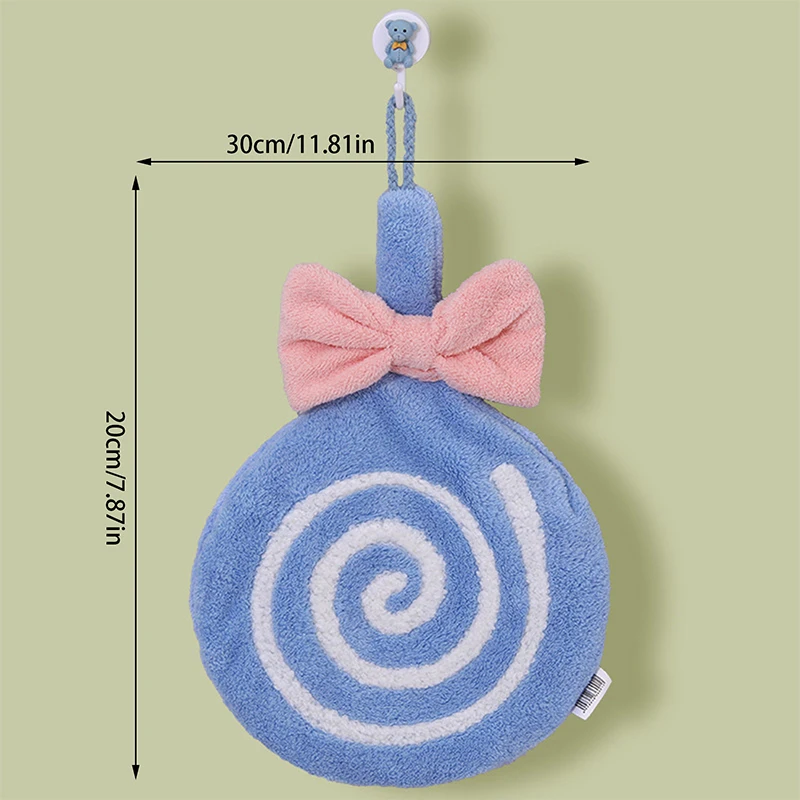 Cute Lollipop Soft Hanging Hand Towels Children Thickened Washcloth Absorbent Towel For Kitchen Bathroom