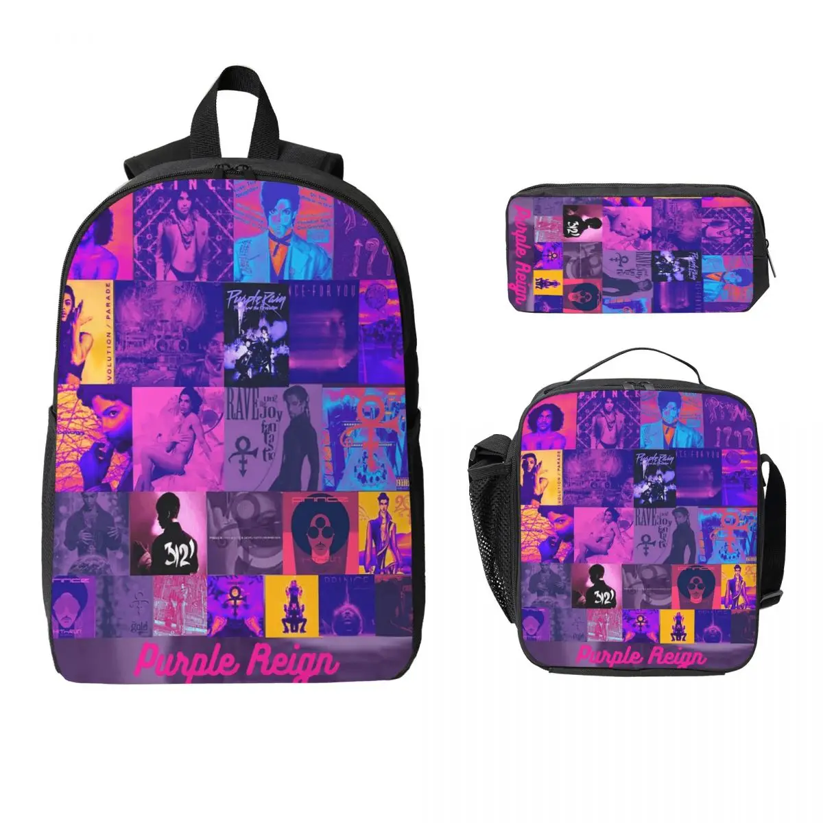 

Purple Rain His Royal - Prince Backpack Student Boys Girls BookBag School Bag Shoulder Bags 3ps Insulated Lunch Bag Pencil Case