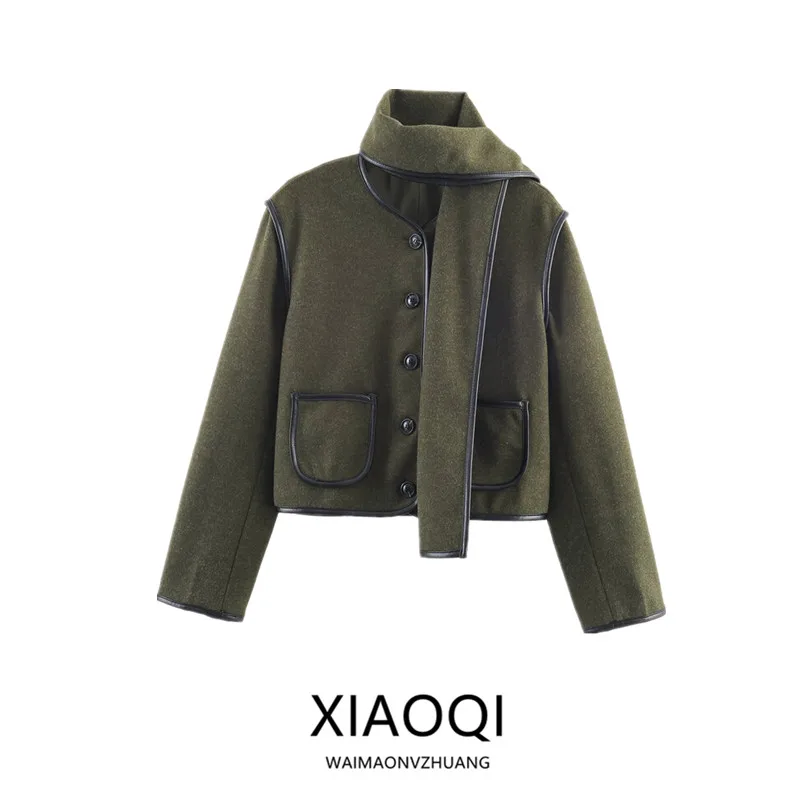 

Моющееся шерстяное пальто, осенне-зимнее новое женское дизайнерское пальто с шарфом Sensation с отделкой Jaet ort Casual Sle