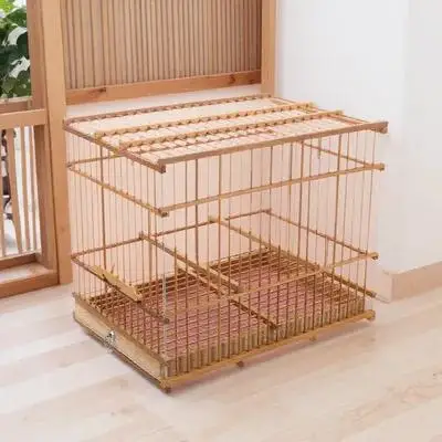 

Bamboo Woven Small Bird Cage Portable Lightweight Parrot Finch Canary Parakeet Outdoor Indoor Travel Case Bird Cage Protector