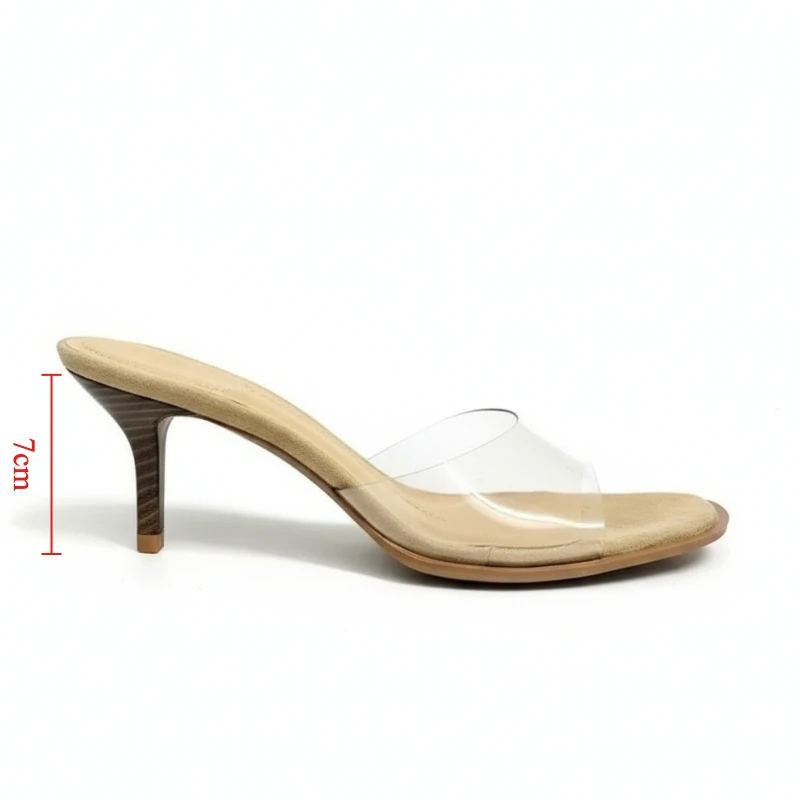 2026 New Women Nude Transparent Mules Round head thin Heel Slip-on Comfortable Office Party Casual Everyday Shoes view 3