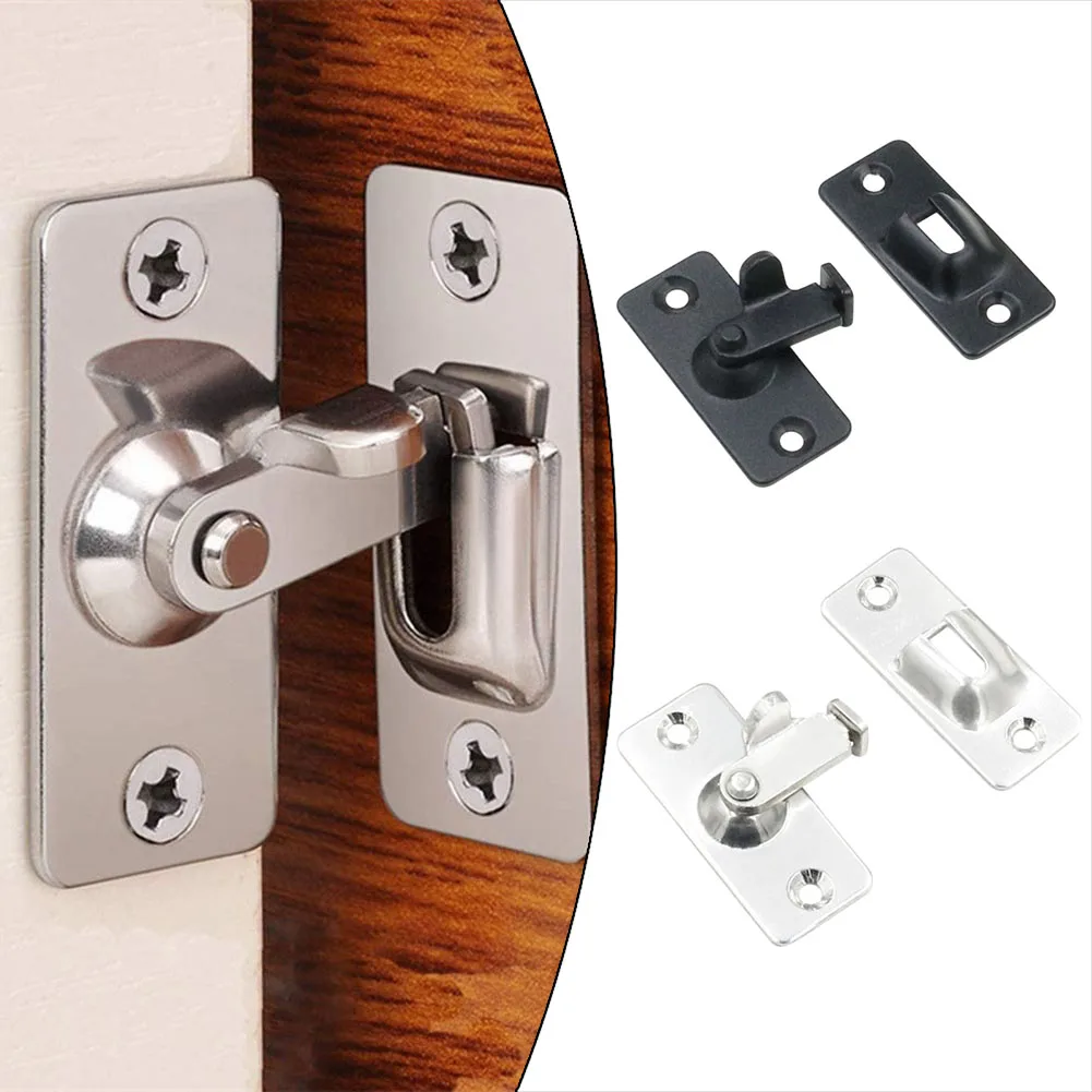 Stainless Steel Door Lock Latch 90Degree Door Lock Guard Latch Bolt Sliding Door Wine Cabinet Closet Right Angle Lock