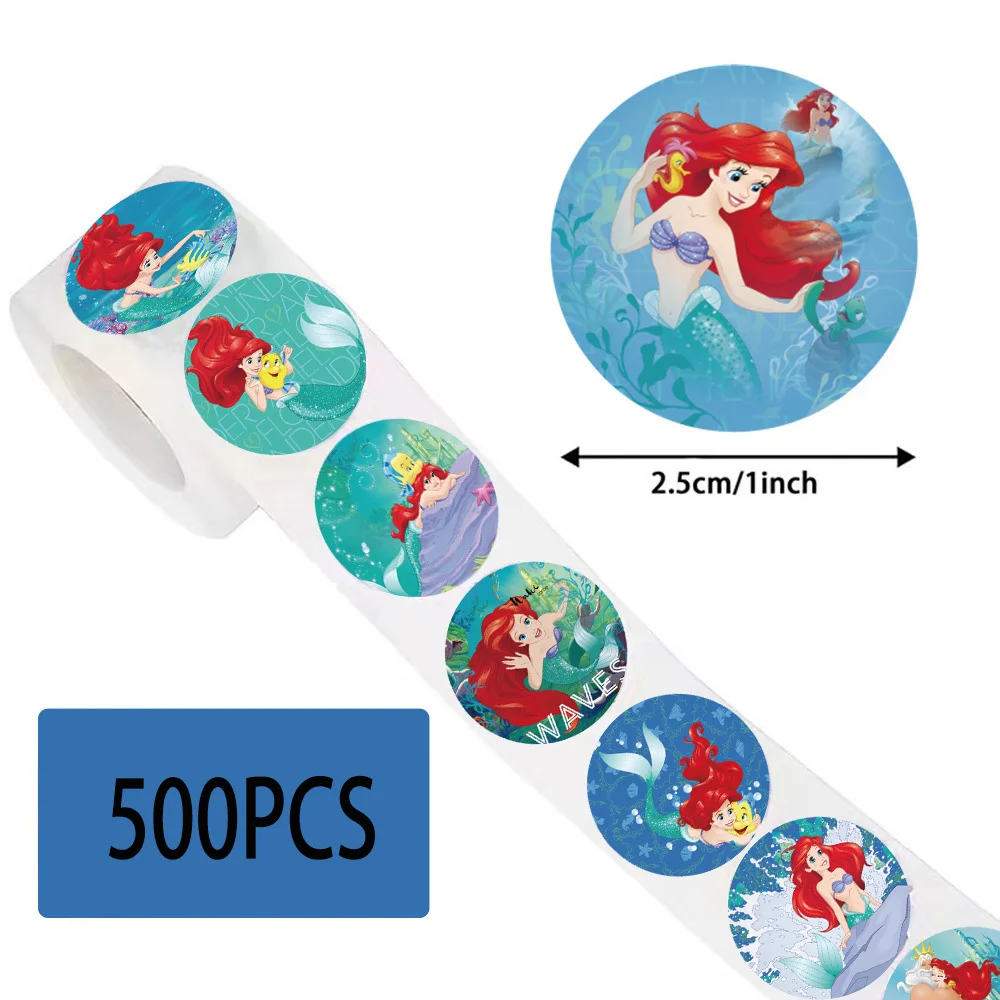 500pcs/Roll Kawaii The Little Mermaid Sealing Stickers Cute Disney Princess Ariel Cartoon Decals Toys DIY Phone Case Stationery - view 3