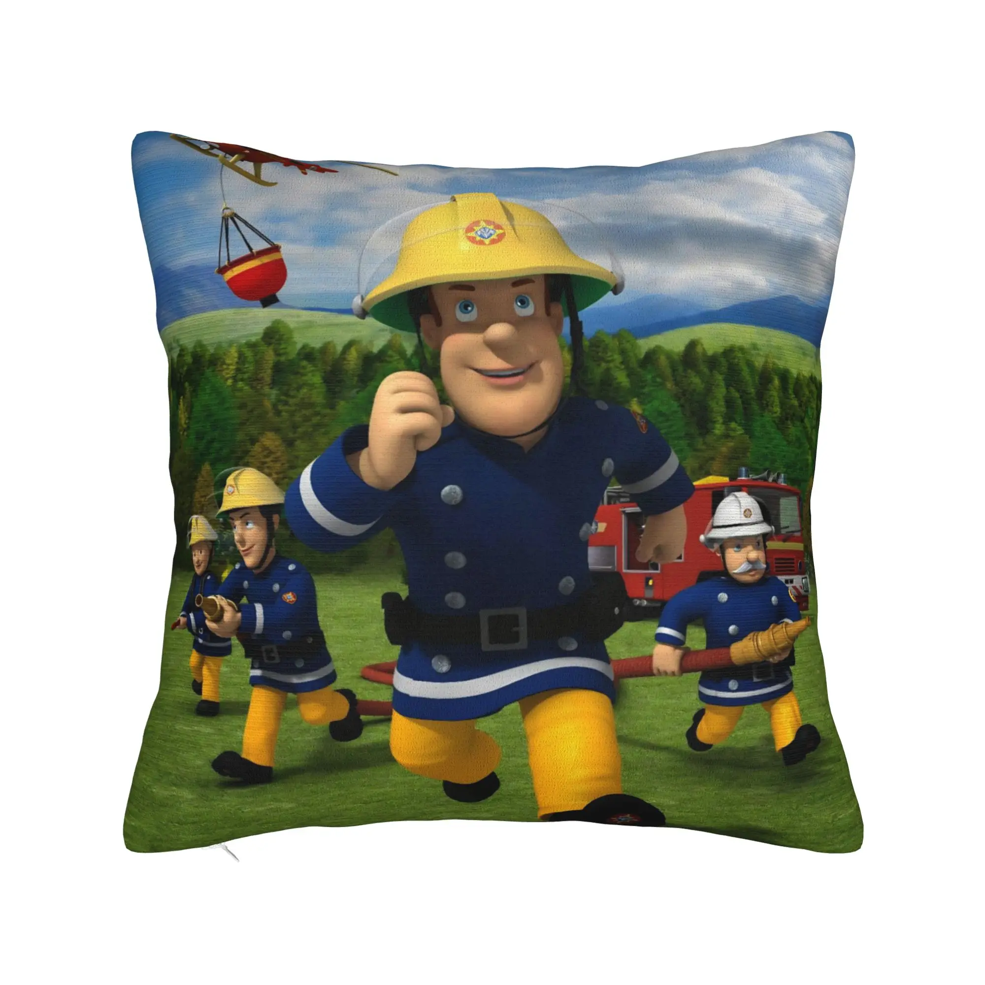 Fireman Sam Square Pillow Cases Firefighters Cushion Covers Novelty Polyester Decorative Pillowcover for Sofa 45*45cm