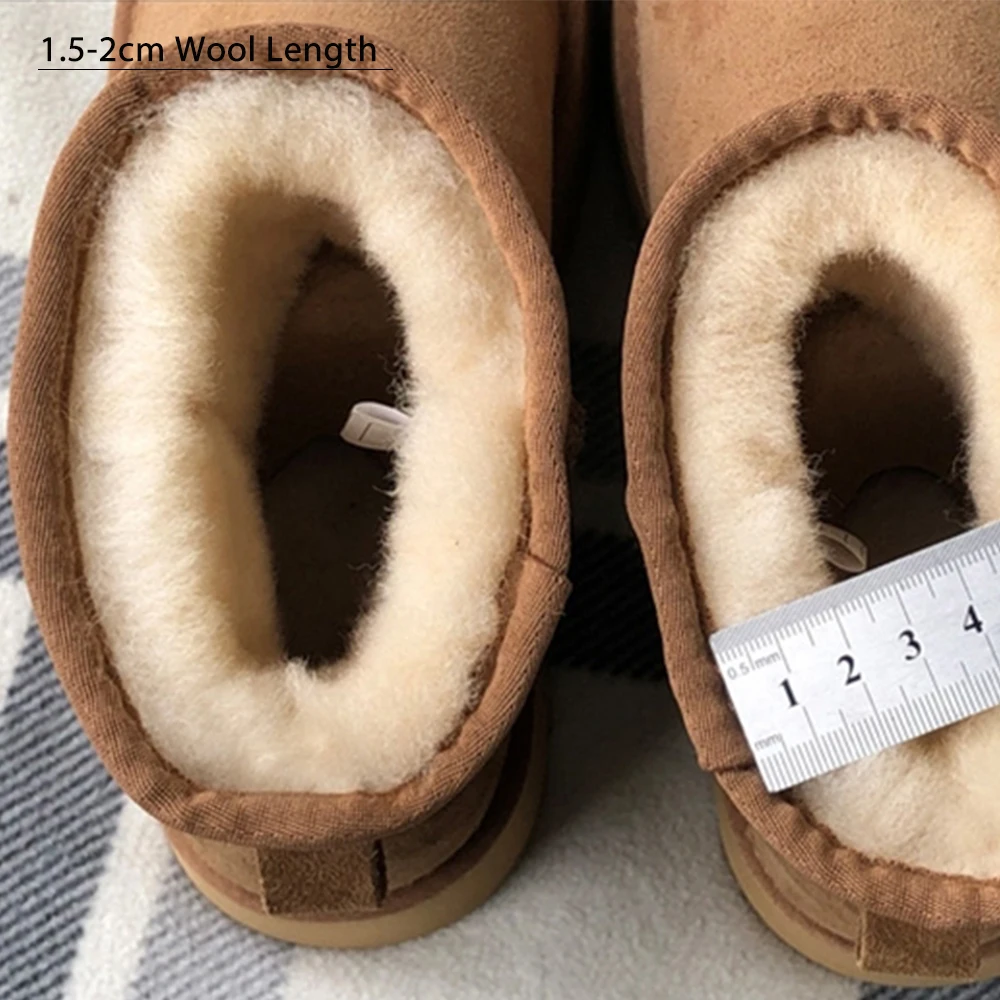 KZZO Women\'s Snow Boots Platform Fur Winter Genuine Sheepskin Leather Australia Ankle Natural Wool Lined Warm Shoes Waterproof