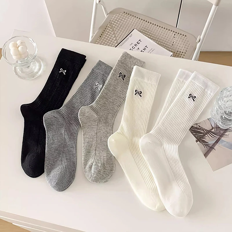 1Pair Women Thin Hollow Out Long Loose Socks Sweet Girls Japanese Solid Color Breathable Cotton Spring Summer Stocking