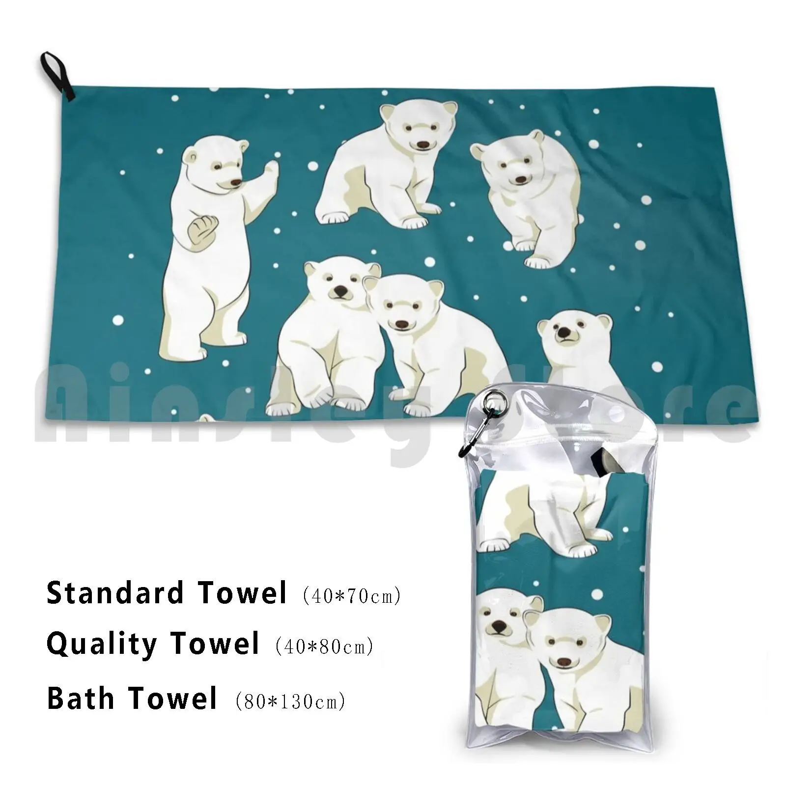 Simpatici Cuccioli Di Orsi Polari Asciugamano Personalizzato Asciugamano Da Bagno Orsi Cuccioli Di Orsi Polari Simpatici Animali Arctico Bianco Natale