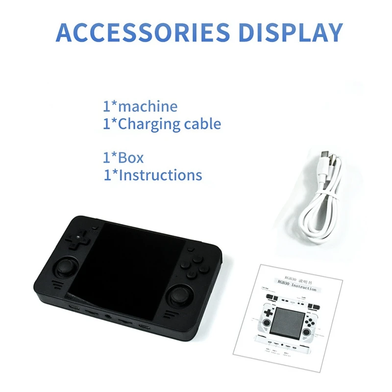 

RGB30 Retro Game Console 16G+128G 4.0 Inch 720X720 Quad-Core CPU 5Ghz Wifi+Bluetooth 4100Mah Handheld Game Controller Durable B