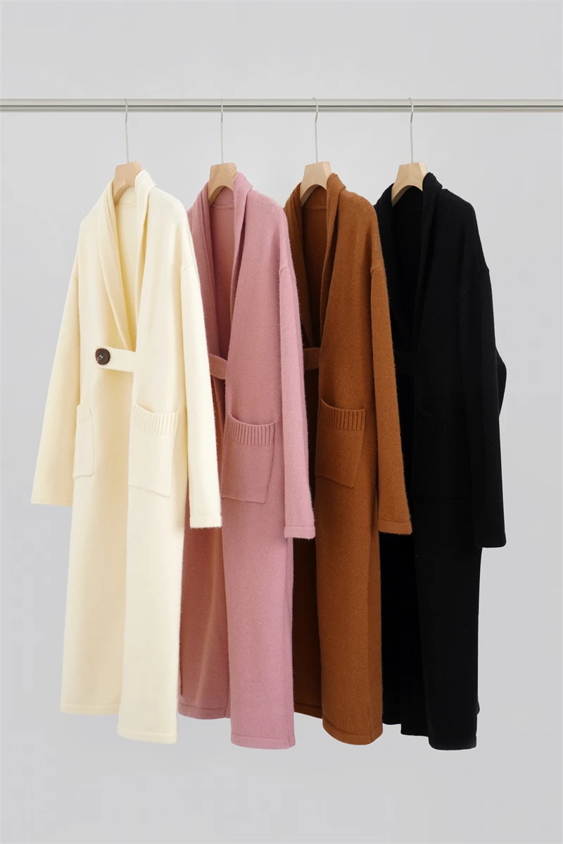

Long knitted cardigan jacket for women, loose V-neck top with loose buttons, layered coat, Korean version simple and atmospheric