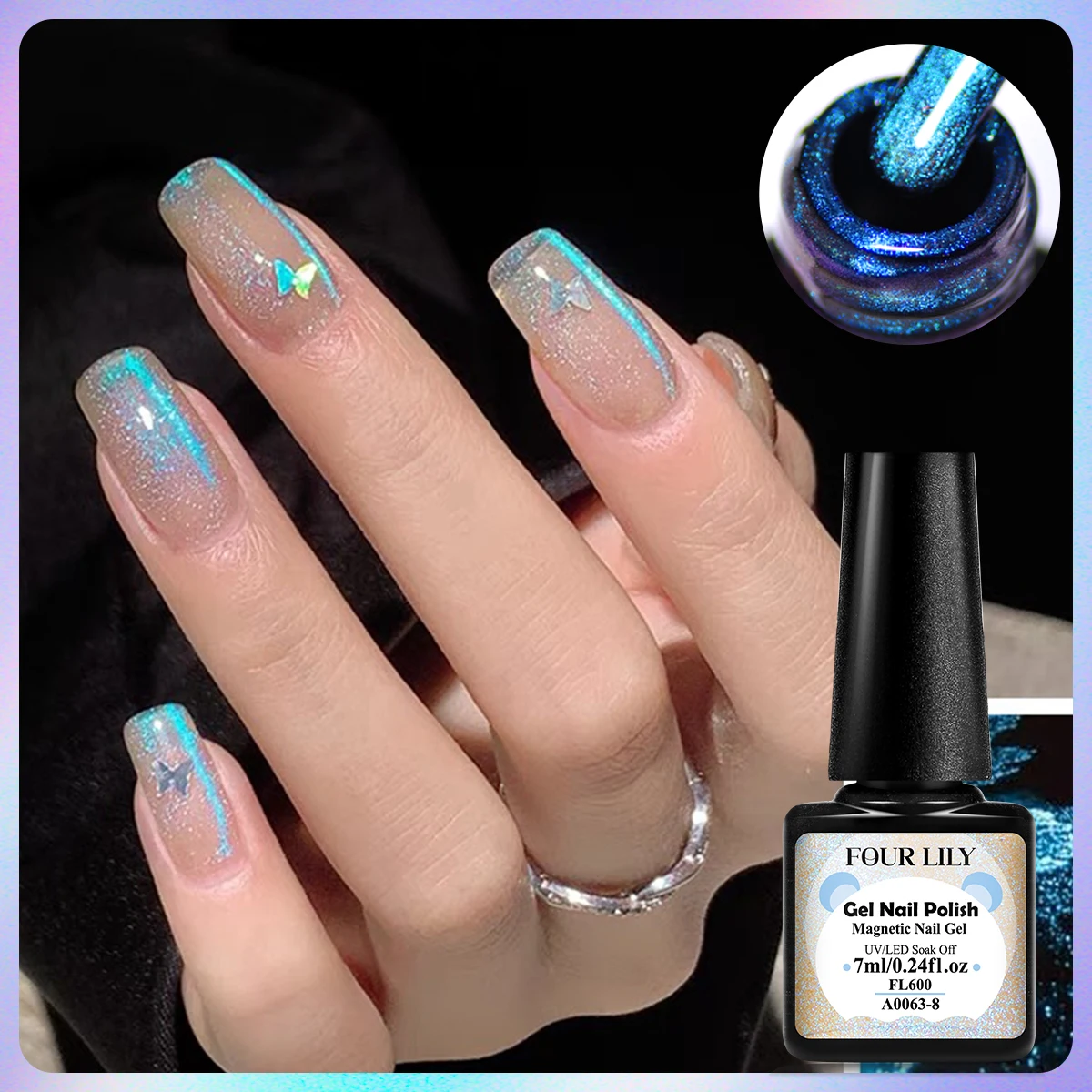 FOUR LILY 7ml or Aurora chat vernis à ongles magnétique paillettes effet gelée Nail Art UV/LED vernis pour manucure bricolage Design