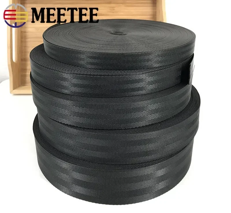 5Meters 20-50mm Black Nylon Webbing Tape Polyester Car Safety Seat Belt Ribbon Band Backpack Strap Pet Collar Crafts Material