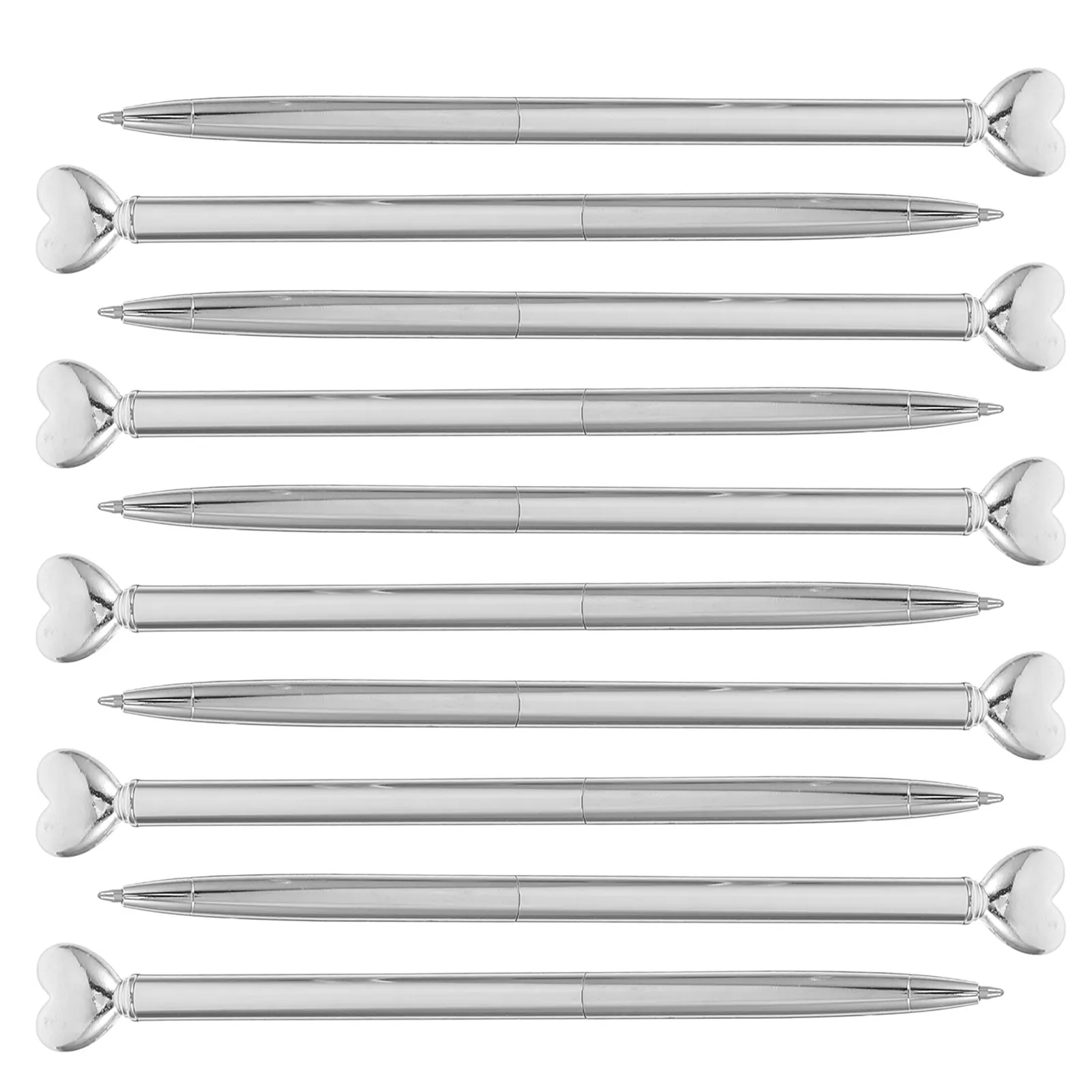 

10Pcs Heart Shaped Metal Ballpoint Pens Refillable Retractable Elegant Design Valentine Party Favor Wedding Desk Decor Office