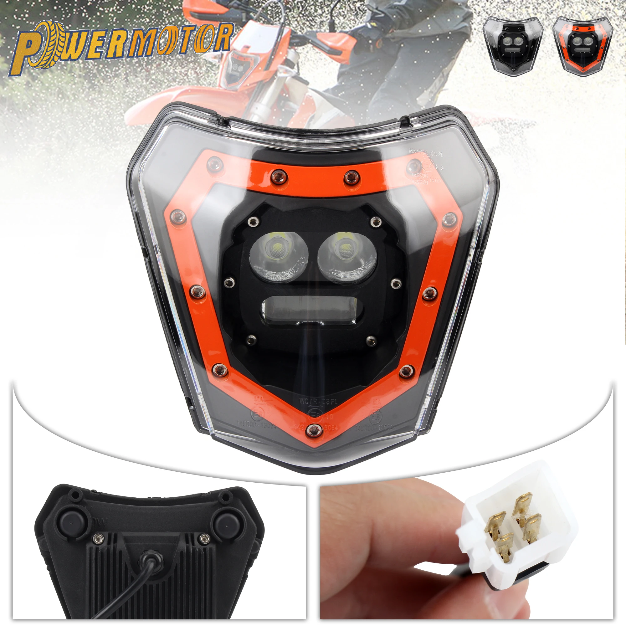 

E-mark Motorcycle LED Headlight Headlamp Robot Style Head Light For KTM EXC EXCF SXF XC XCW XCF 125-500 530 Supermoto Parts