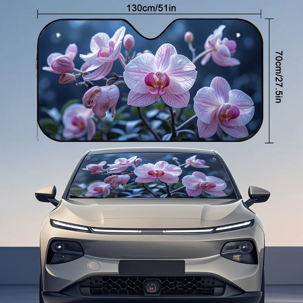 1pc 2d Flowers Car Sun Visor Art Deco Sun Protection For Glamorous Cruises Geometric Patterned Accent Universal Fit For Luxury S