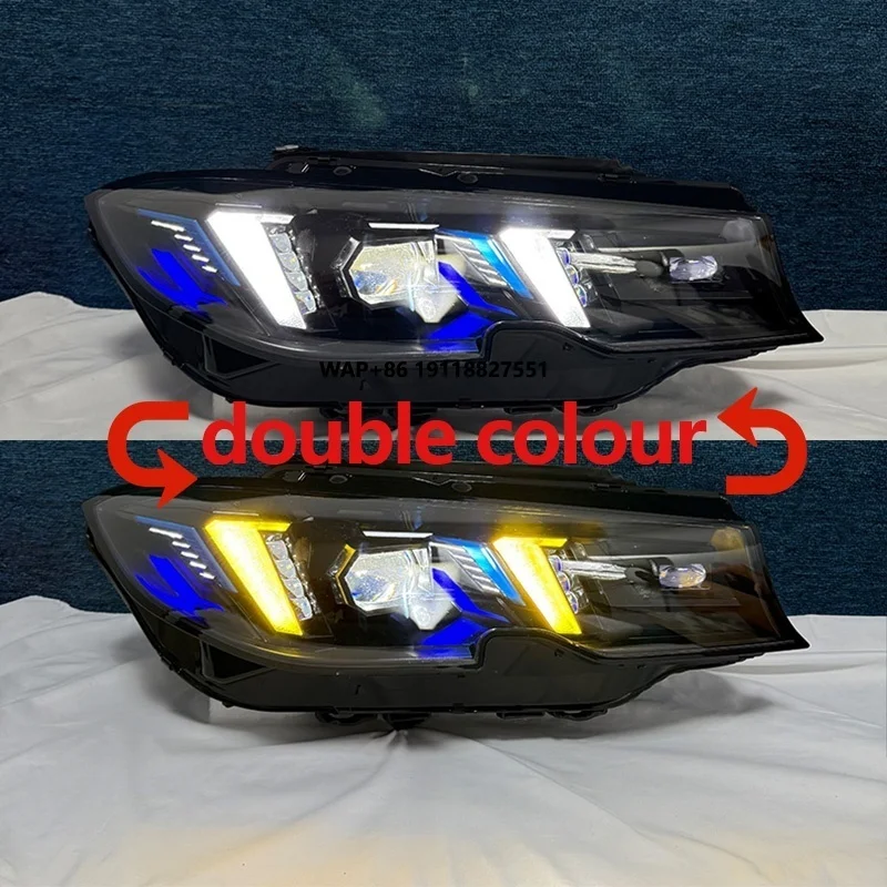 J ONE New Car Modification Accessories Yellow White Switch Via Highbeam Headlight for 3 Series G20 G21 2019-2022Headlamps