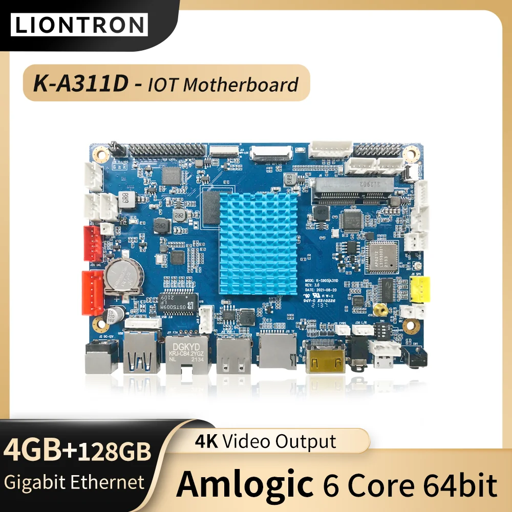 Материнская плата Liontron Amlogic A311D с 5 топов, вычислительная мощность, память 4 ГБ, 128 ГБ, встроенная 6-ядерная плата Linux Android