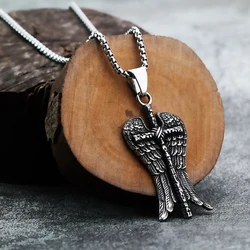 European and American Style Personalized Cross Wings Viking Pendant, Domineering Men's Titanium Steel Jewelry