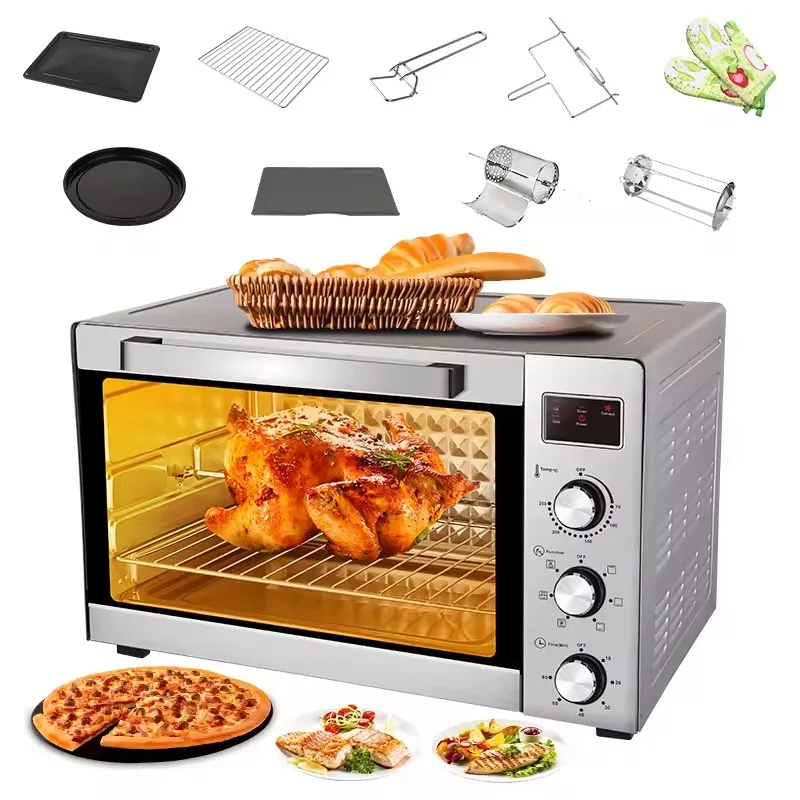 50L Programmable Domestic Electric Oven with Aluminum Housing for Baking and Household Use