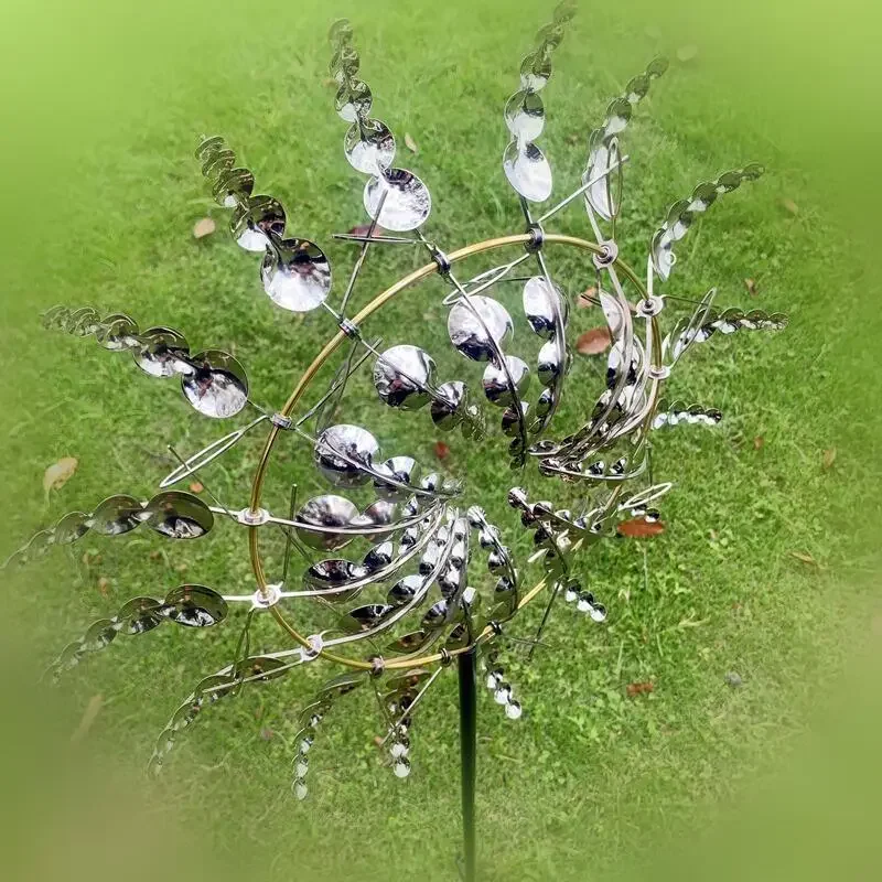 Outdoor Metal Windmill Rotating Outdoor Wrought Iron Unique Magic Circular Metal Windmill Wind Chimes Easy to Install Lawn Toys