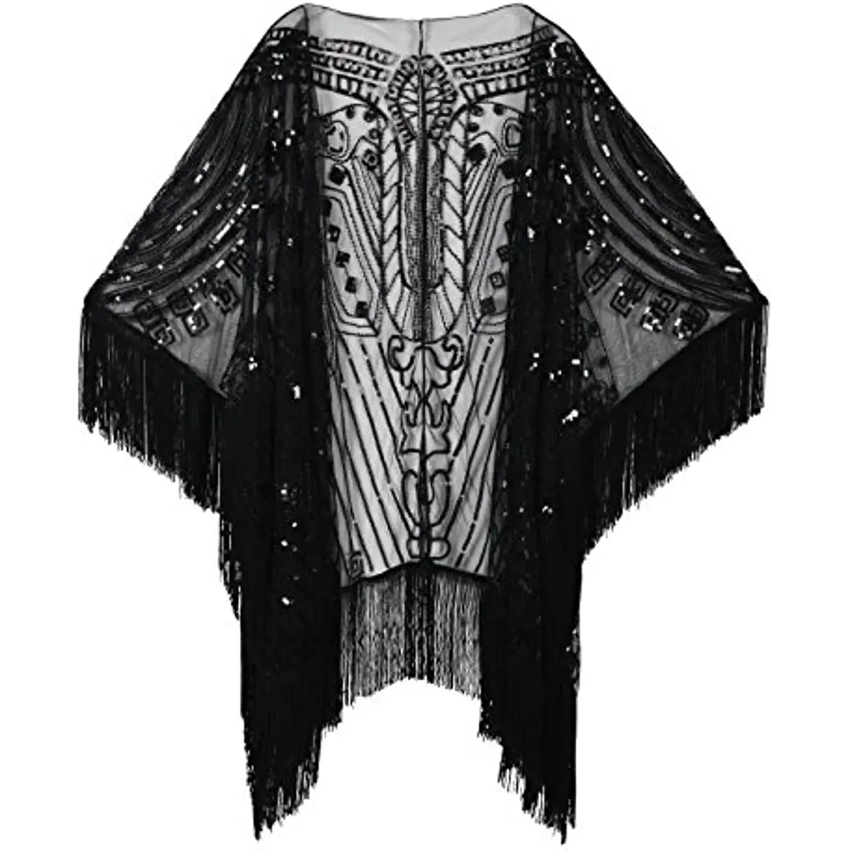 Women's 1920s Shawls and Wraps for Evening Dresses Oversized Sequin Beaded Fringed Wedding Cape  cosplay costumes