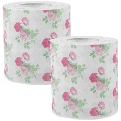 2 rollos de papel higiénico de colores, pañuelos estampados para baño, suministros decorativos, toalla