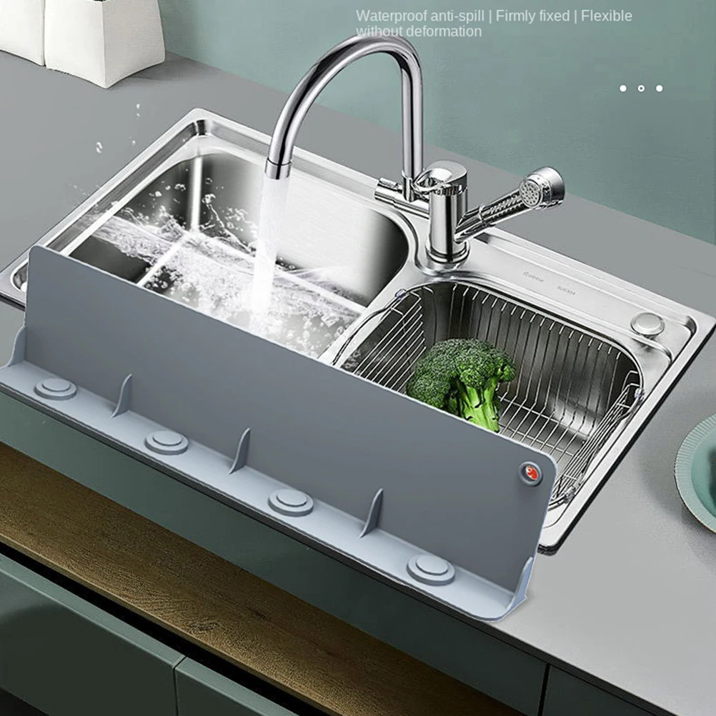 Kitchen Silicone Sink Splash Guard Soft Water Deflector Suction Cup Splash Guard Washing Dish Countertop Water Blocking Plate