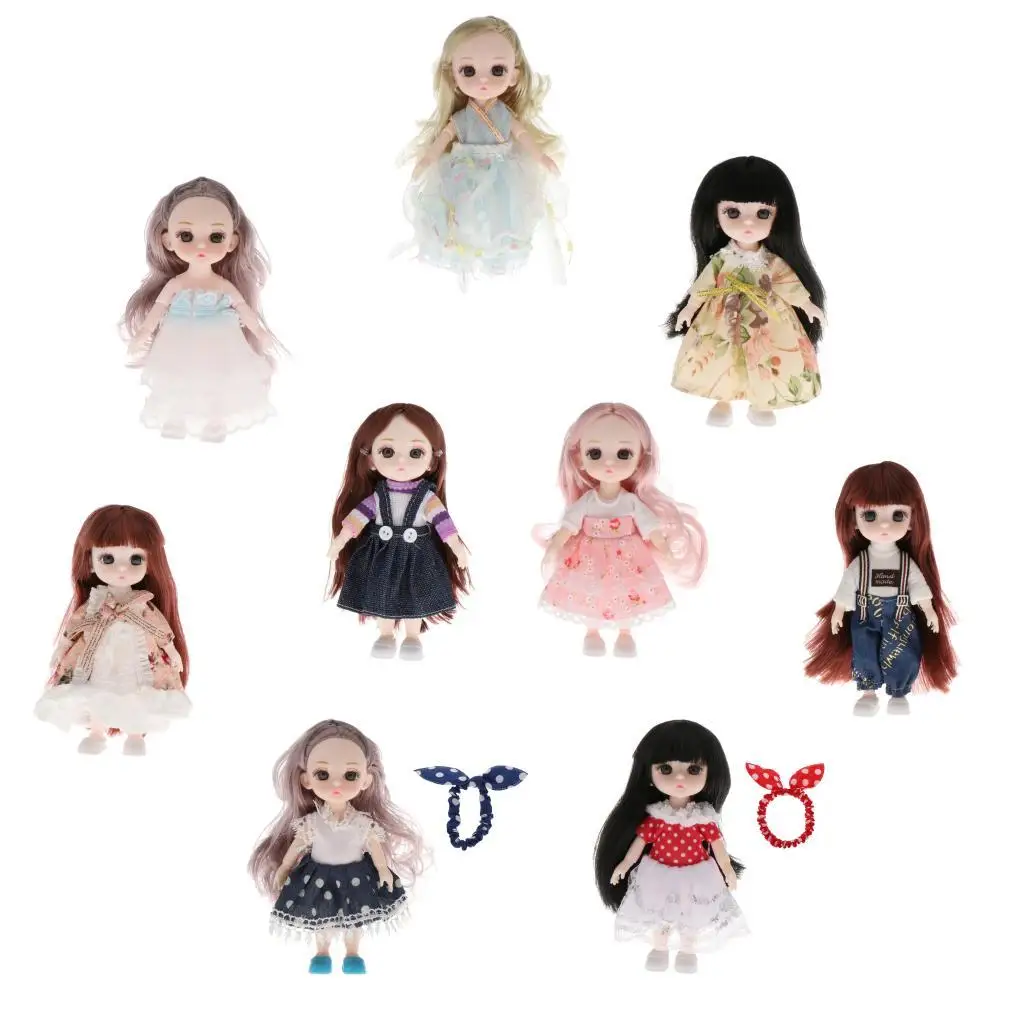 Lalka BJD 16 cm, 13 ruchomych stawów, dziewczynka, makijaż twarzy, oczy, sukienka, peruki, buty, prezenty, zabawki
