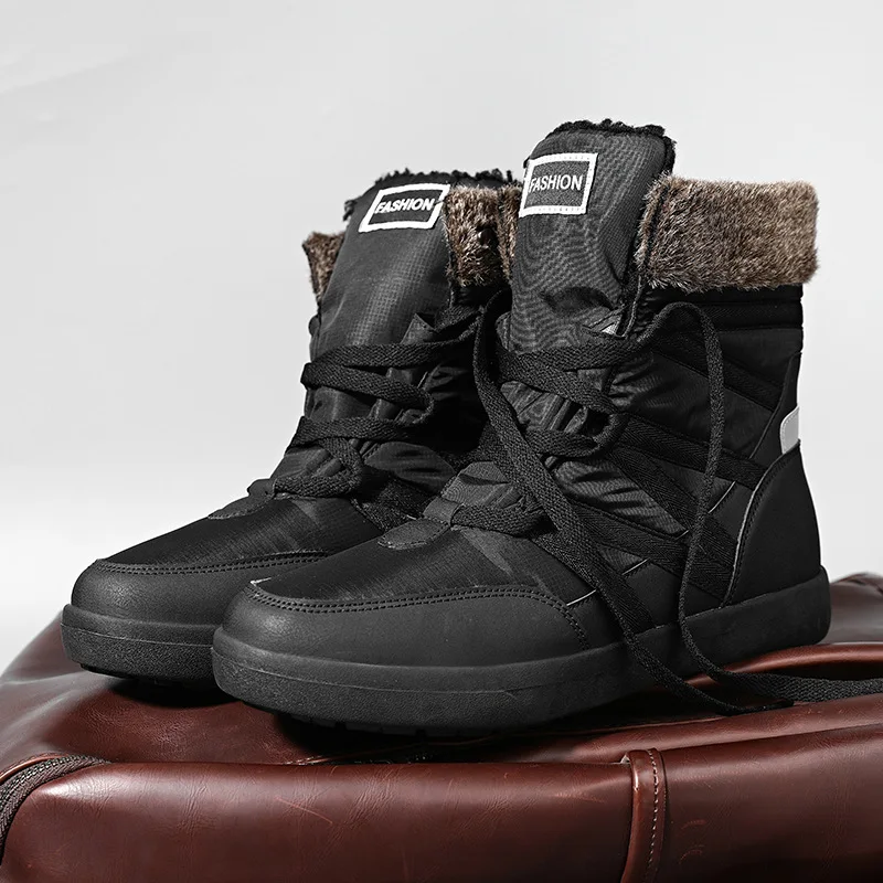 

Lace-up Snow Boots Men North Winter Large Size 36-45 Cotton Shoes Non-slip Couple Thickening Velvet Ankle Boots Warm Shoes