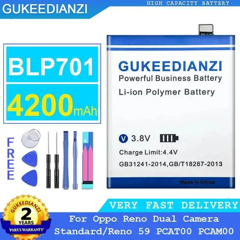

Fast Charging For Oppo Reno Dual Camera Standard 59 PCAT00 PCAM00 4200Mah Reliable Power Supply Mobile Phone Battery BLP701