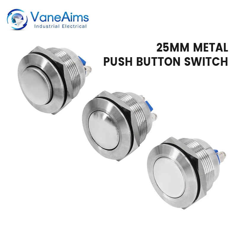 25mm Panel Hole Momentary Switch On Off Power Push Button Waterproof Flat/High/Hemispherical Head Screw Welding Car Doorbell