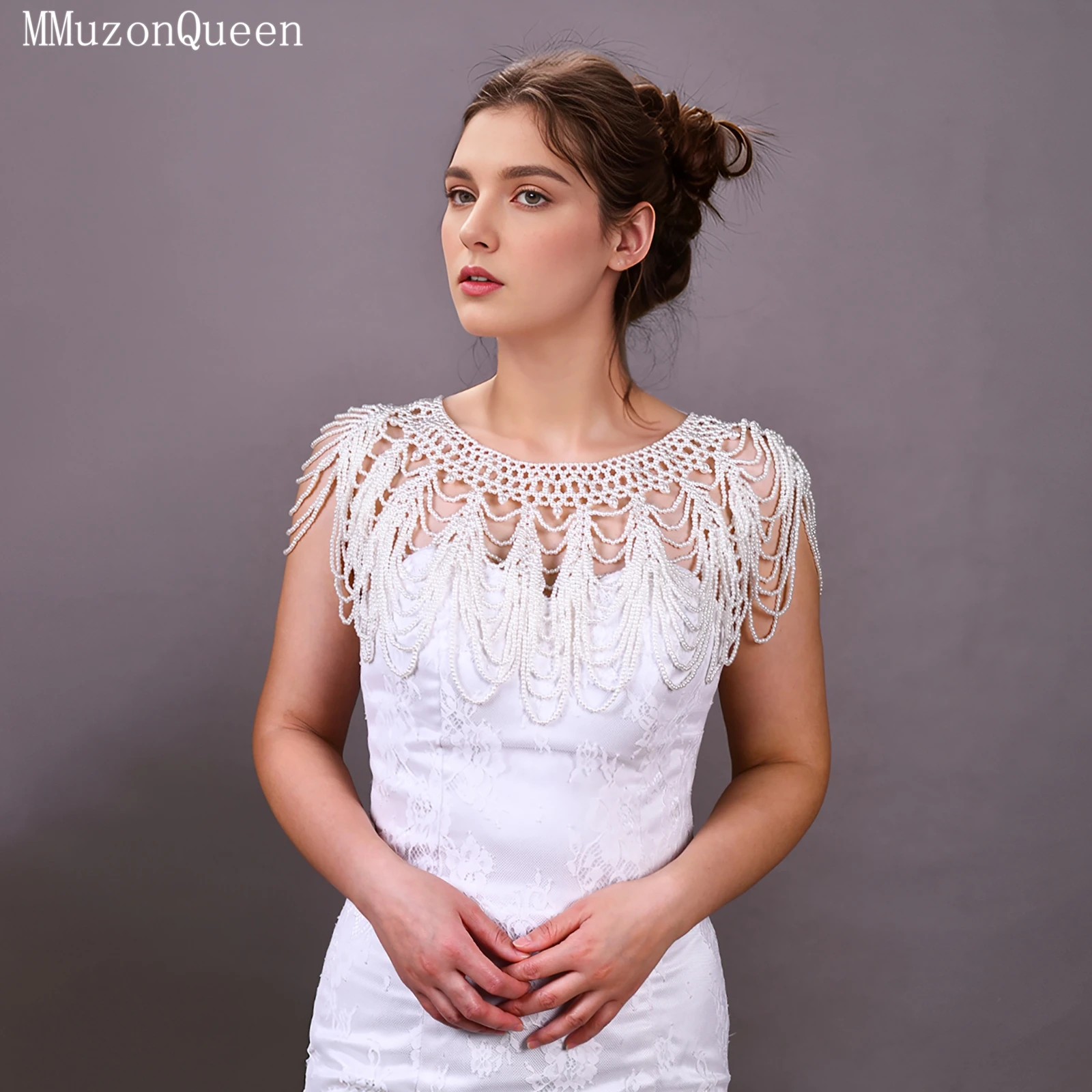 

Жемчужное болеро TOPQUEEN: ажурная накидка для свадьбы и вечеринок, свадебный жакет для женщин, свадебный шарф-болеро с жемчугом и бисером, модель vg38A