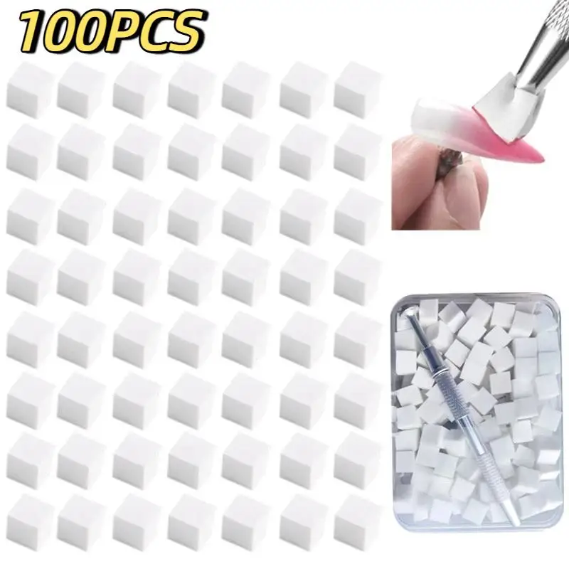 100 Pcs Nail Art Sponge Set With Grabbing Pen Manicure Creative Nail Sponge Gripper Tool Nail Art Tools Manicure Accessories