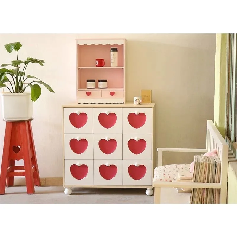 cream style chest girl heart bedroom bedside table, locker modern simple storage decorative