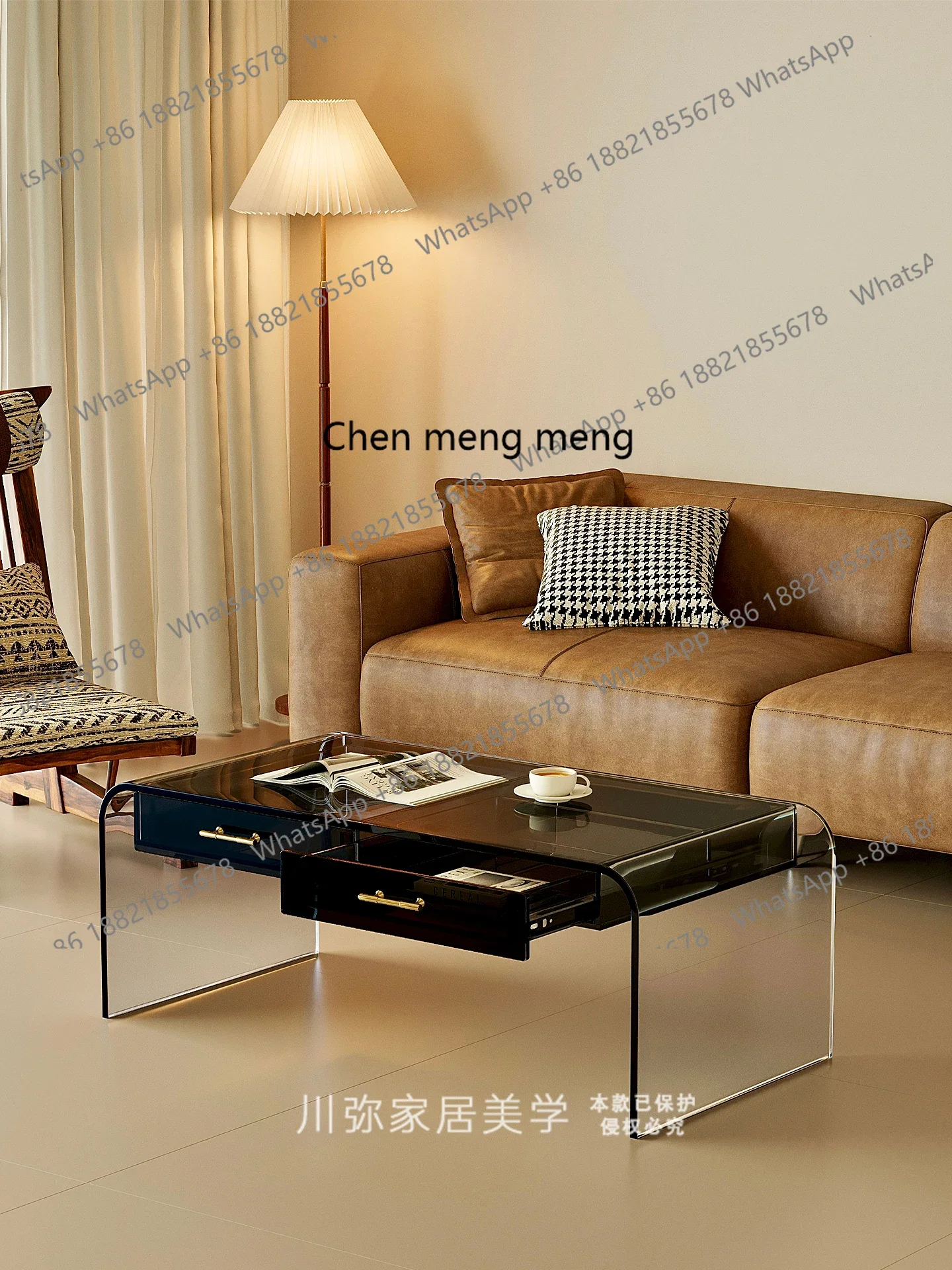 

Promotion Acrylic double-layer coffee table living room household small apartment tea table simple light luxury high-end coffee