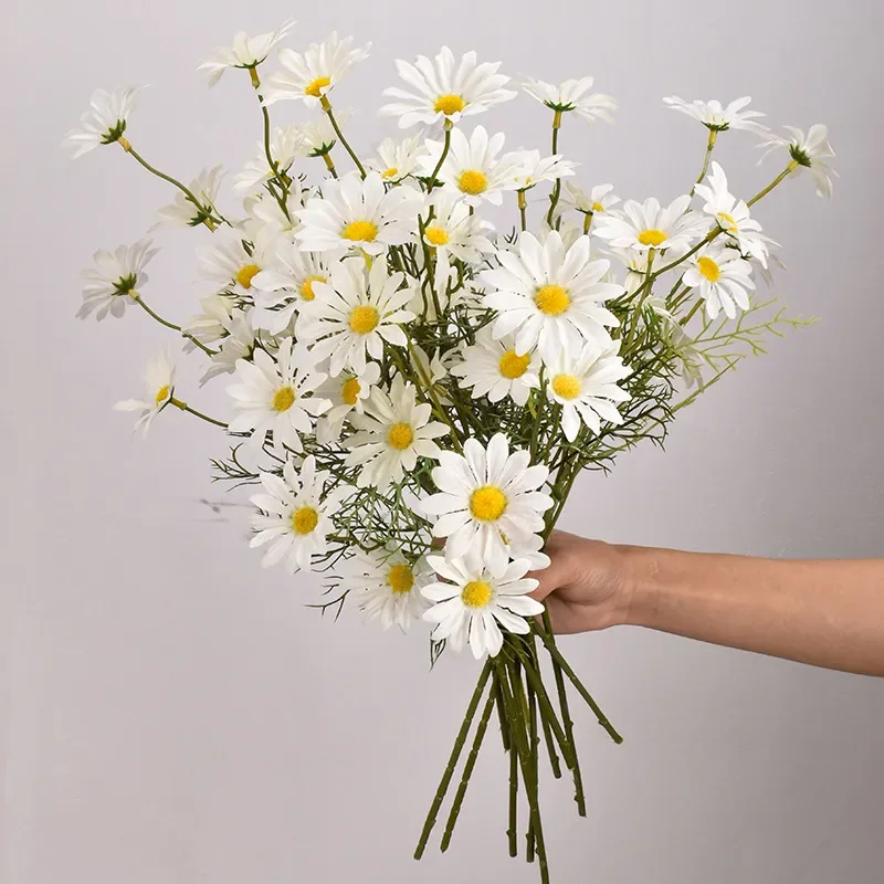 Bouquet de Fausses Fleurs Artificielles de 52cm, 5 Têtes, Camomille Blanche, Décoration de Mariage, Maison, Jardin, ix