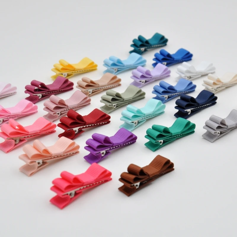 25Pcs/Lot  Mini Grosgrain Ribbon Bow Hair Clips Baby Fringe Clip  Infant Hair Accessory  Baby Girl Gift