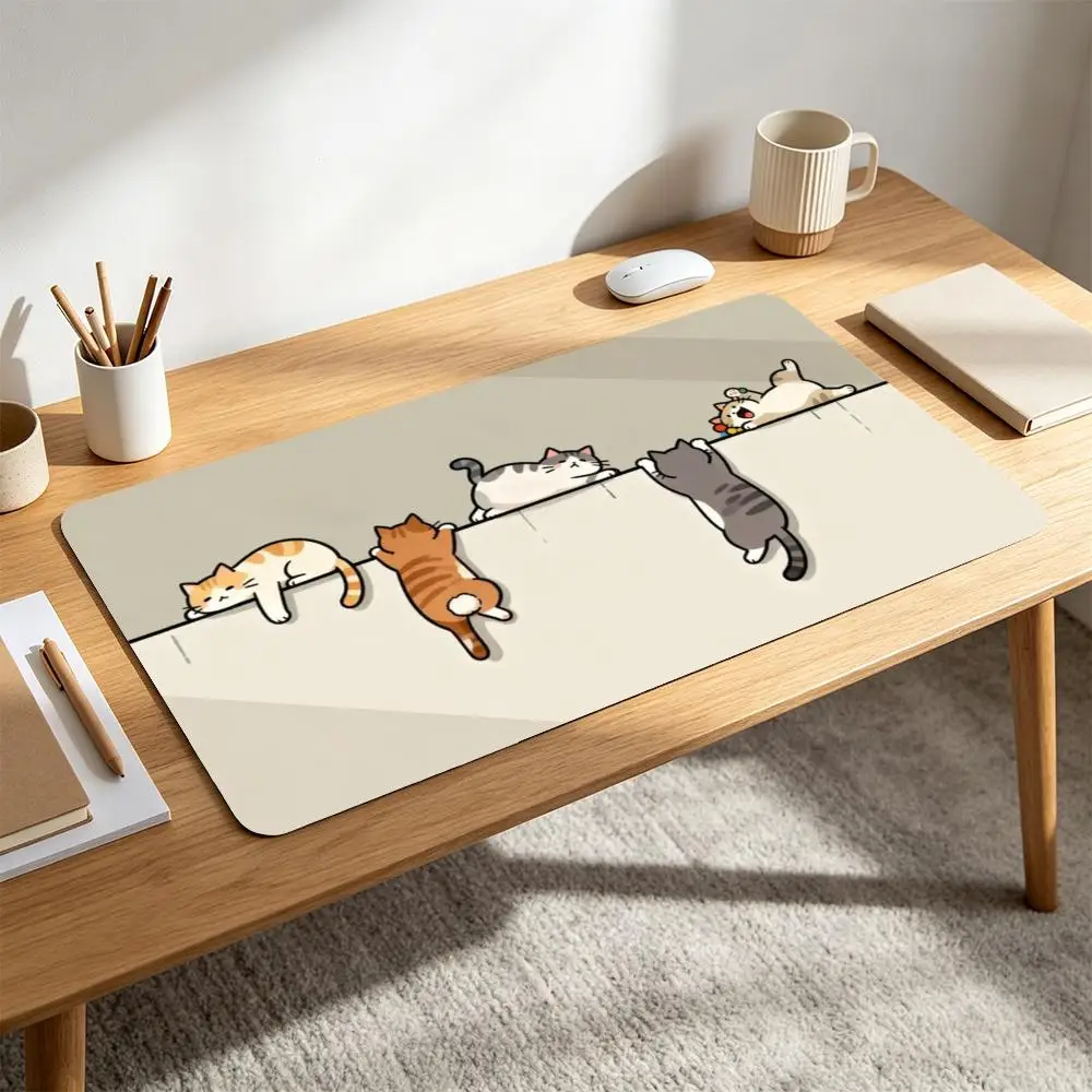Cute Lazy Cats Large Mouse Pad Cartoon Kitten Climbing Wall Desk Mat Gaming Keyboard Pad desk accessories tapis de souris