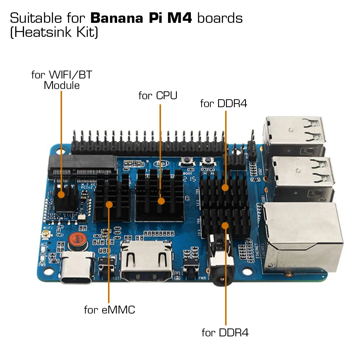 Heatsink Cooler 5 Pcs/Lot For Banana Pi M4, Circuit Board Cooling Kit, Fin for CPU Cooling Cooler Banana Pi M4 BPI-CM4