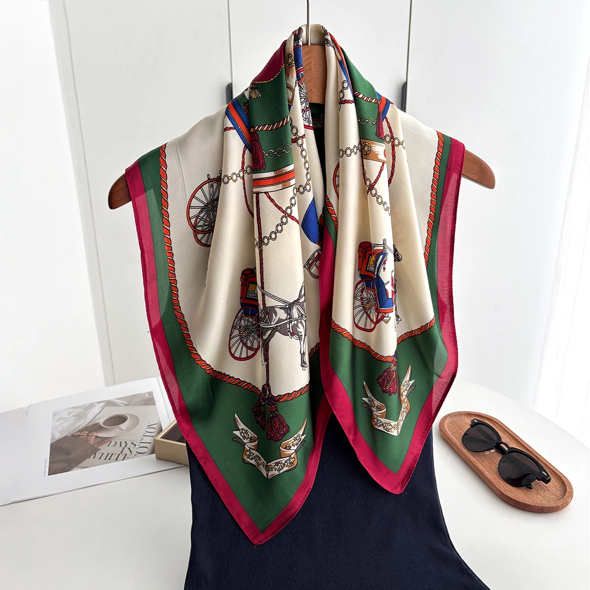 Women Luxury Square Scarf Feeling Neckerchief Lady Foulard Hairband Lady Ribbon Spring New Shawls Wraps view 4