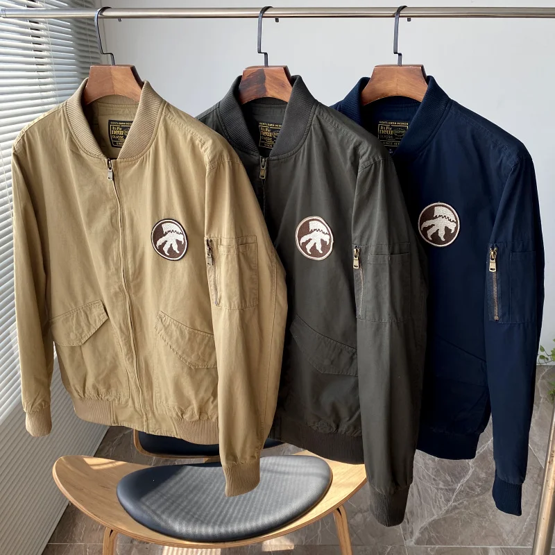 

Мужская рабочая одежда из саржевого хлопка с бейсбольным воротником High Amage, весенняя удобная структурированная верхняя одежда