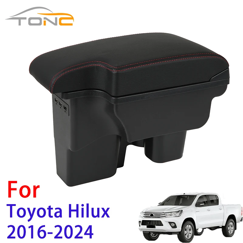 Reposabrazos para Toyota Hilux para Hilux 2016-2024, caja de almacenamiento para consola central de coche, reposabrazos Interior especial de cuero