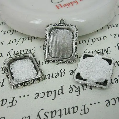 10pcs 25x19mm Tibetan Silver Picture Frame Charm H0315 Pendants Jewelry Making Cabochon Settings