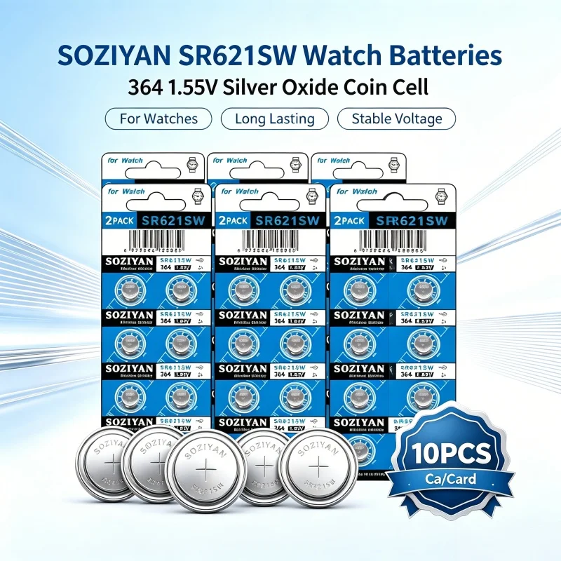 5-100PCS SR621SW AG1 LR621 364 363 LR60 164 1.5V Alkaline Coin Silver Button Coin Watch Battery For Electronic Devices