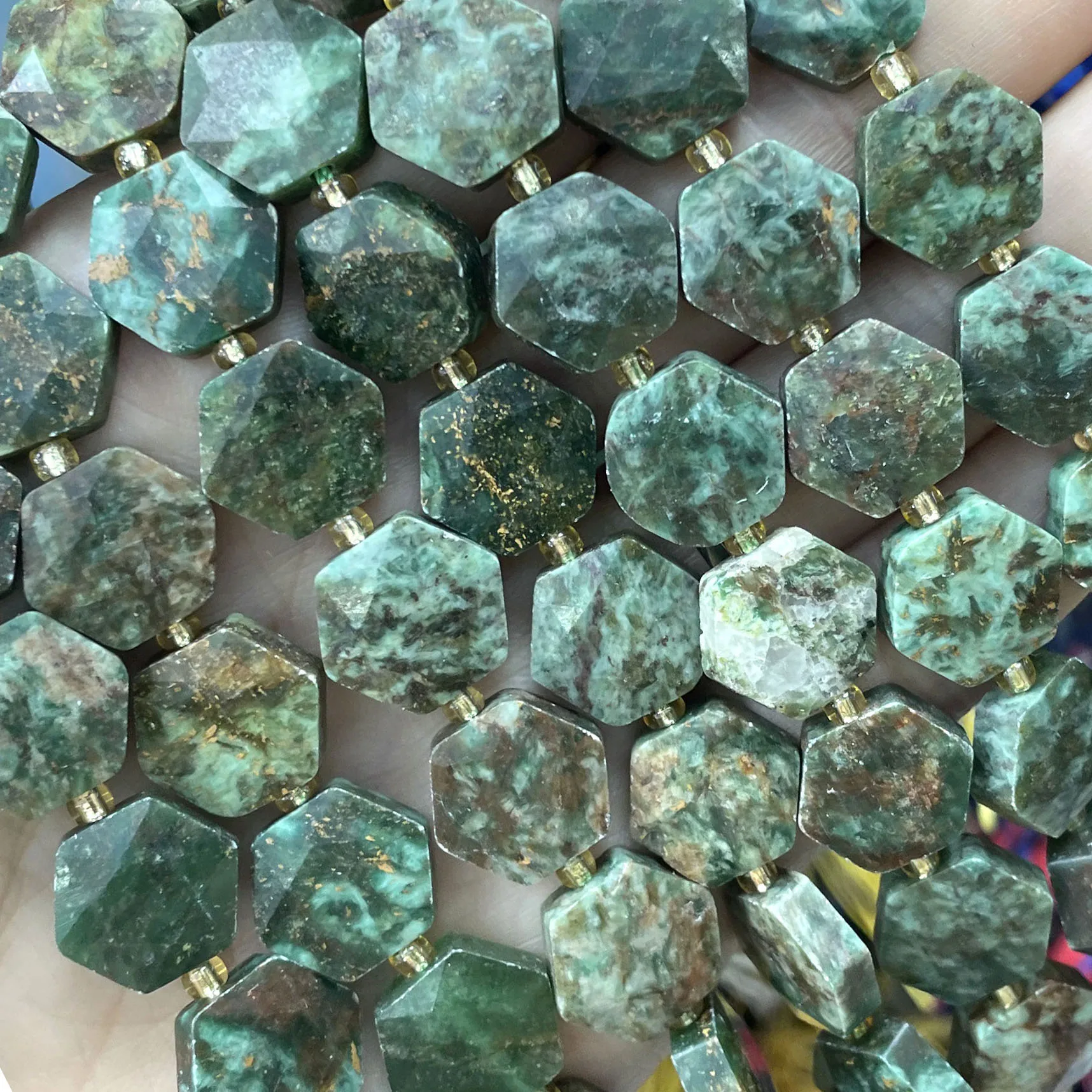 12 mm Naturstein, facettiert, sechseckig, Aventurin, Quarz, Jade, Abstandsperlen für die Schmuckherstellung, DIY-Armband, Halskette, Zubehör – Detail 18