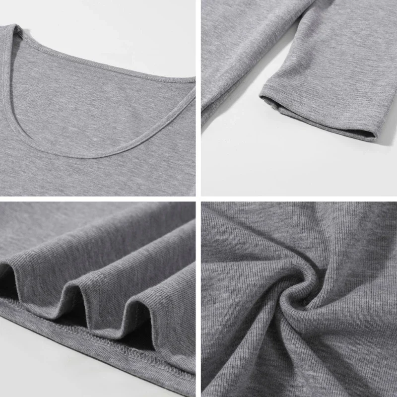 AOSSVIAO 2026 Herbst Neues Damen-T-Shirt Trendiges U-Ausschnitt Dreiviertelärmel-T-Shirt Minimalistisches Weißes Einfarbiges Vielseitiges Lässiges Oberteil – Detail 6
