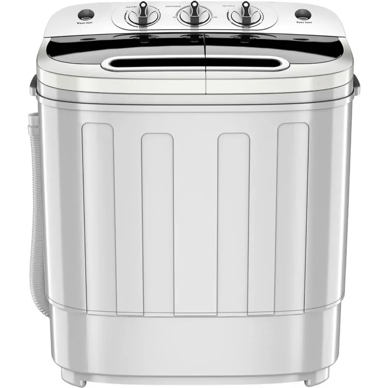 Portable Clothes Washing Machine Mini Twin Tub Washing Machine 13lbs Capacity with Spin Dryer,Compact Washer