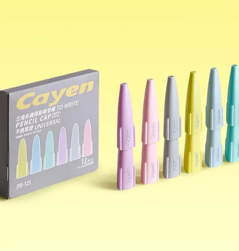 12Pcs Creative Universal Pencil Cap Anti-swallow Eco-Friendly Pencil Extender Anti-drop Durable Tip Protector Gift