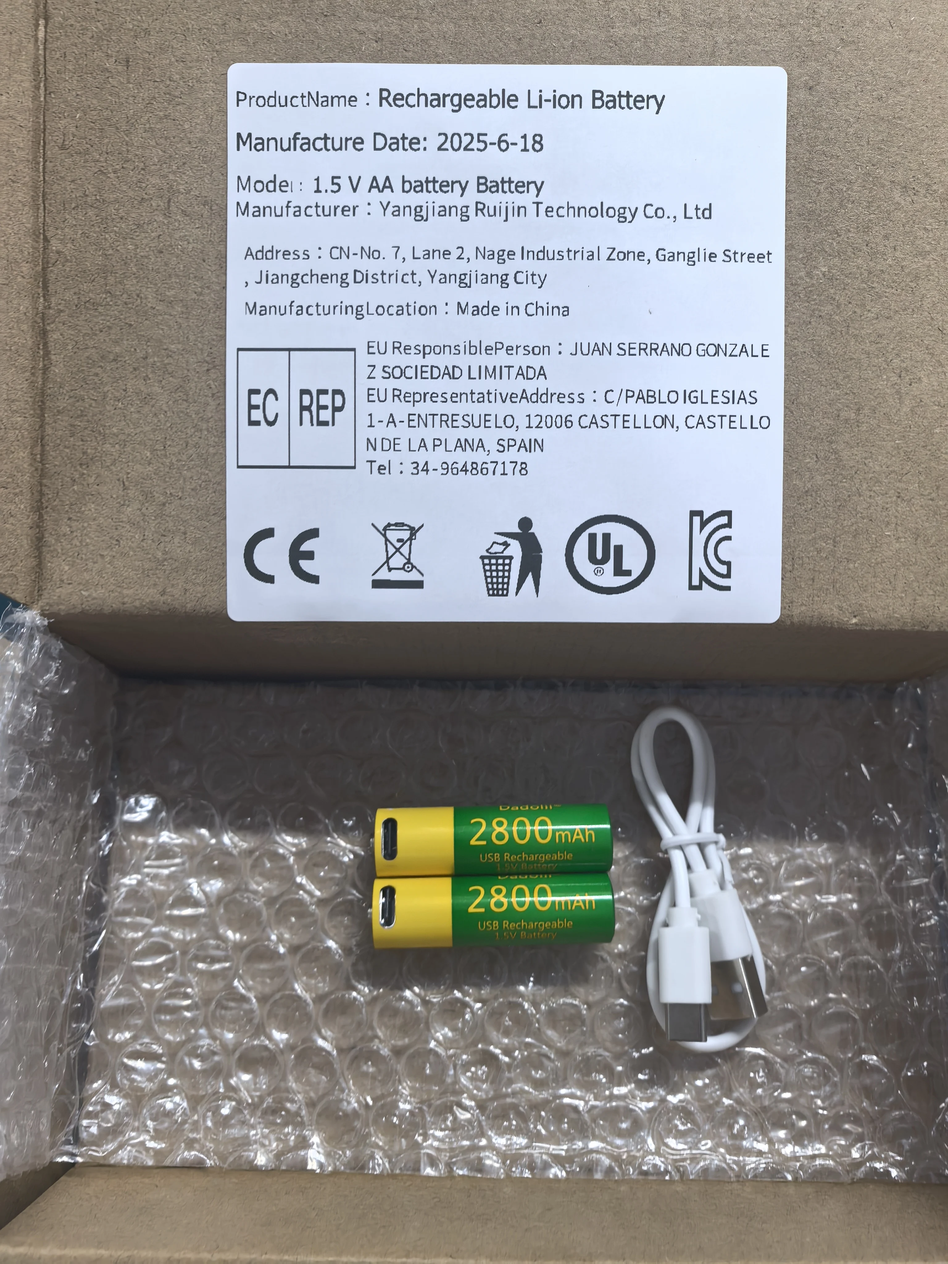 

New 1.5V AA 2800mah / Li ion battery watch for toys MP3 player thermometer keyboard AA rechargeable Li ion battery