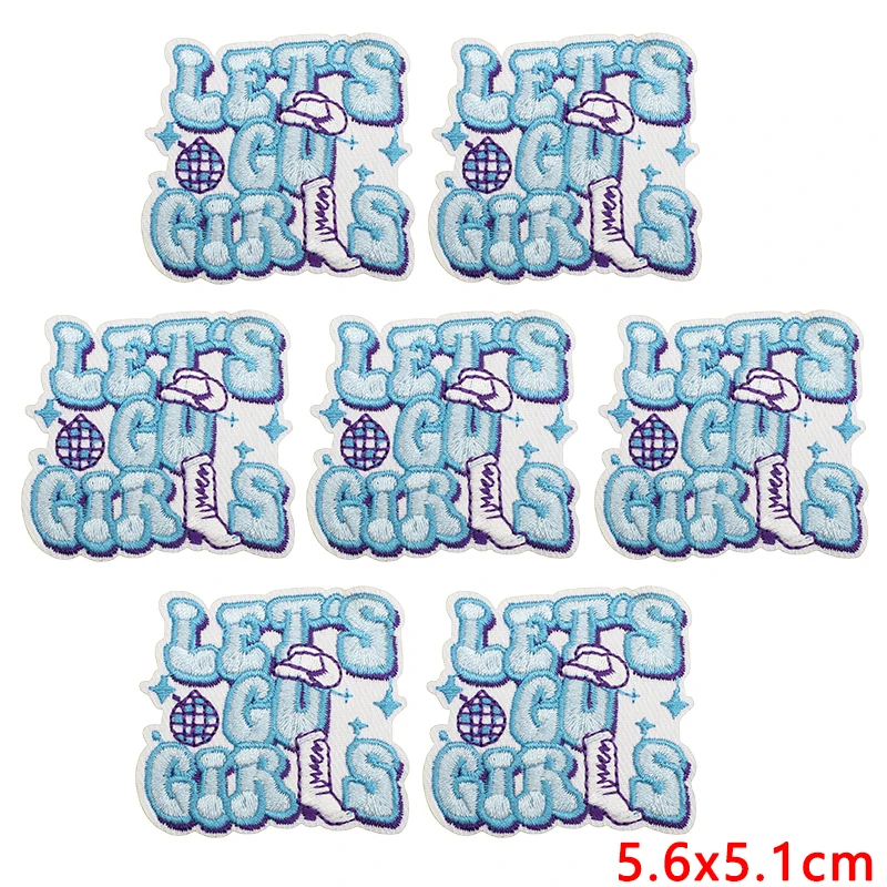10 pcs/set Wholesale Blue Cowgirl Series Embroidery Patches For Clothing Thermoadhesive Patches On Clothes DIY Sewing Applique